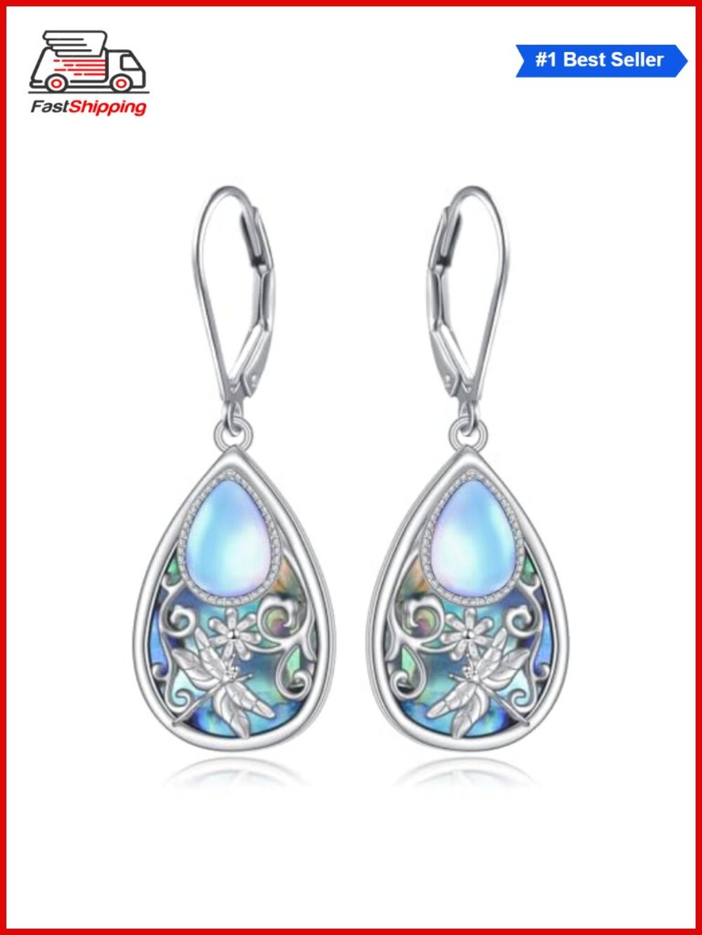 ✨ 925 Sterling Silver Filigree Dangle Drop Leverback Teardrop Earrings